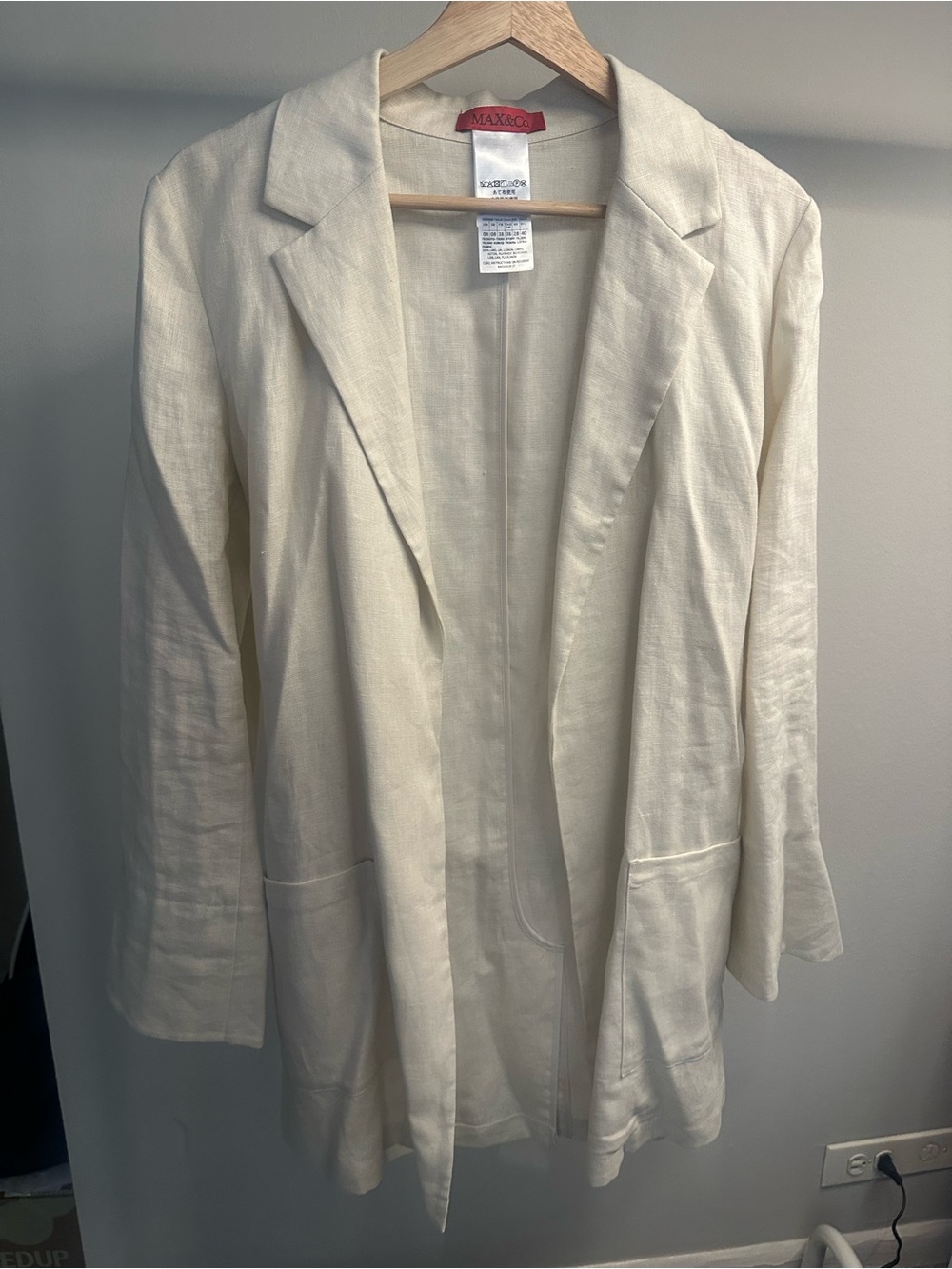 Max & Co. Cream Lightweight Open-Front Blazer